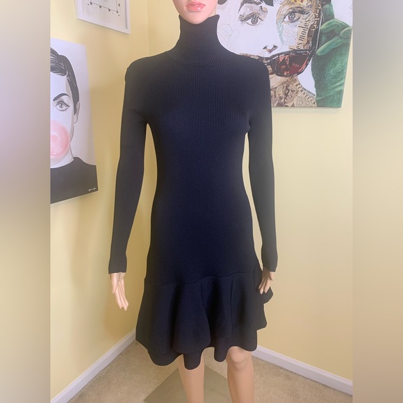 💫HP‼️💫 NWOT REISS Finn Turtleneck Ribbed Knit Dress in Black, Size Medium - Picture 8 of 11